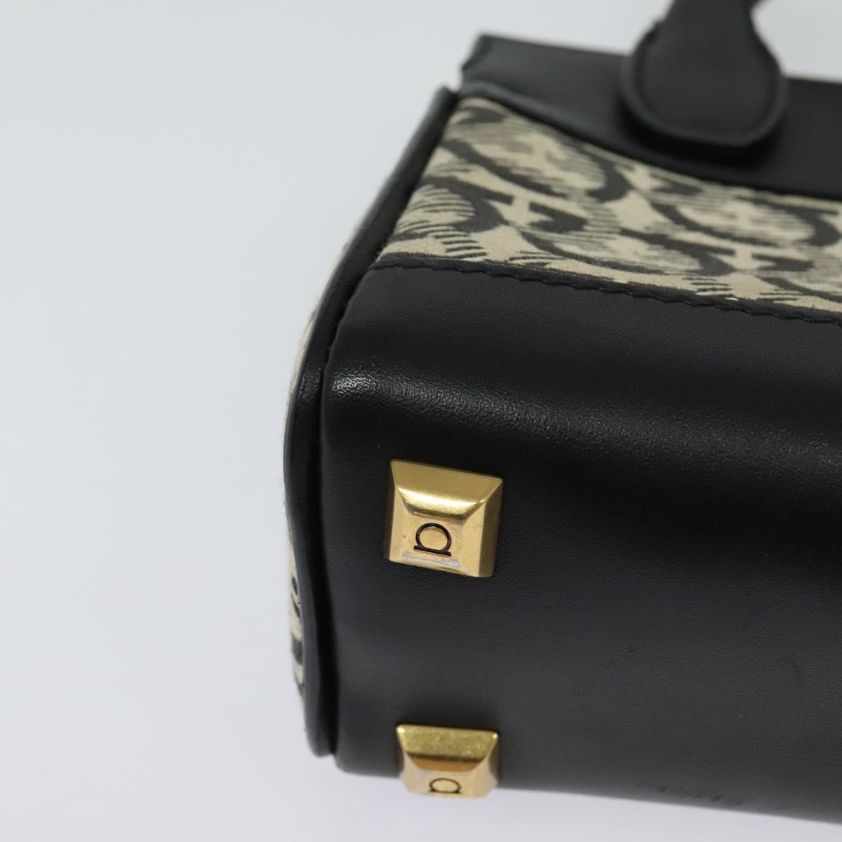 Salvatore Ferragamo Gancini Hand Bag Leather 2way Black Gold Auth 131643V