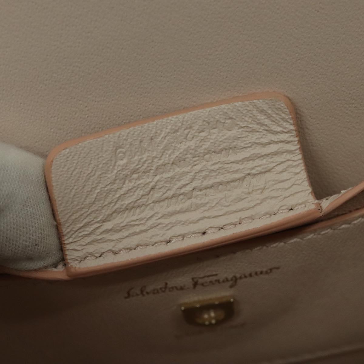 Salvatore Ferragamo Gancini Chain Hand Bag Leather 2way Pink Gold Auth 131645SM