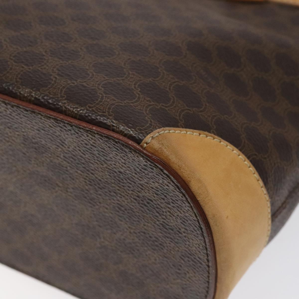 CELINE Macadam Canvas Tote Bag PVC Leather Brown Gold Auth 131657