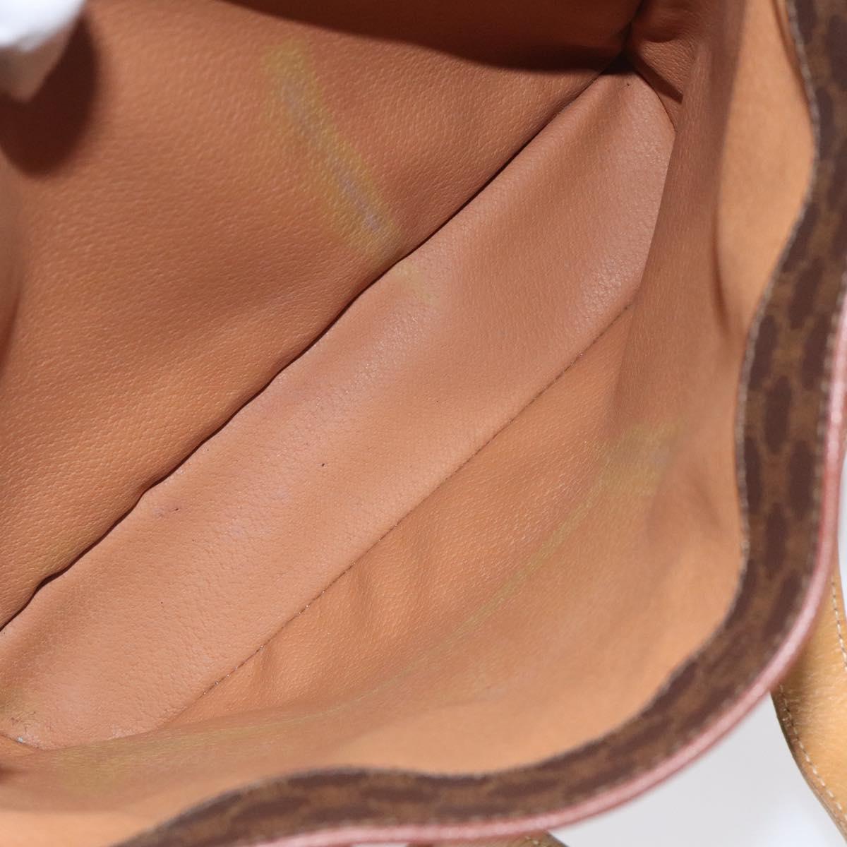 CELINE Macadam Canvas Tote Bag PVC Leather Brown Gold Auth 131657