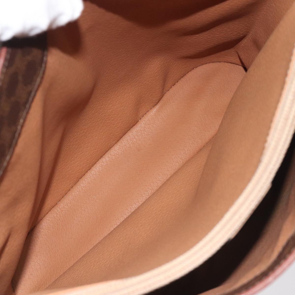 CELINE Macadam Canvas Tote Bag PVC Leather Brown Gold Auth 131657