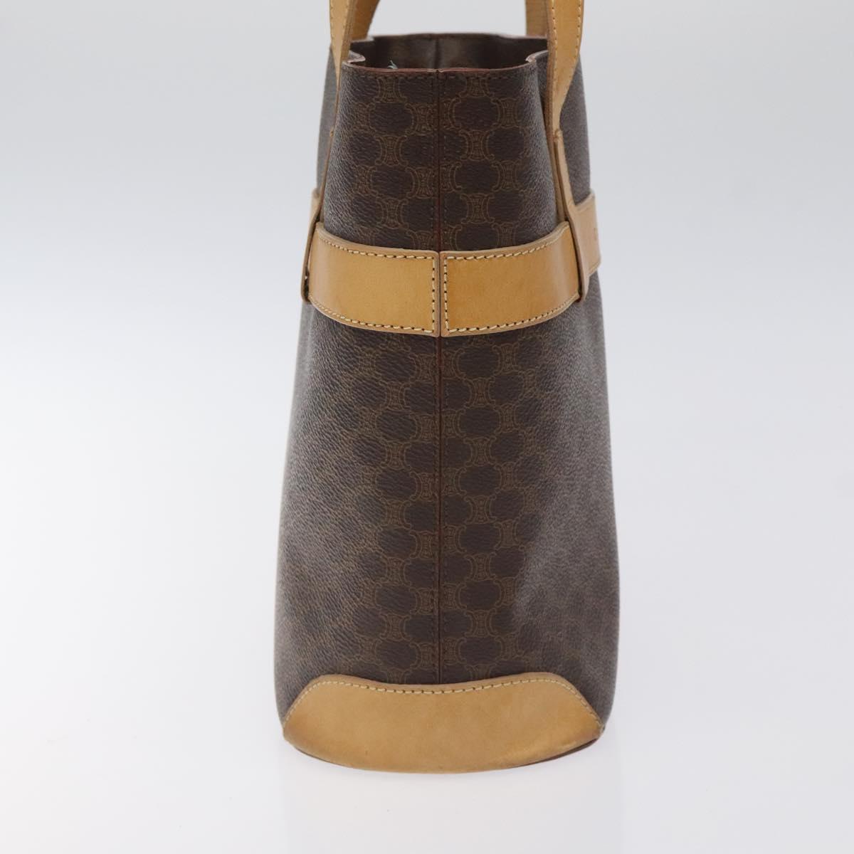 CELINE Macadam Canvas Tote Bag PVC Leather Brown Gold Auth 131657
