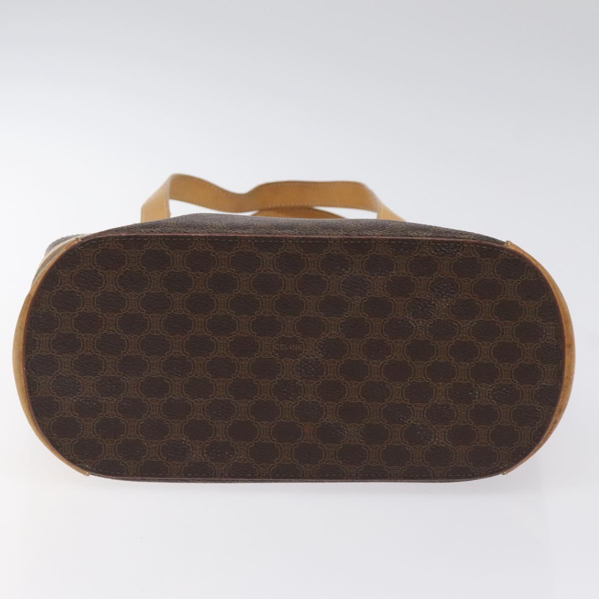 CELINE Macadam Canvas Tote Bag PVC Leather Brown Gold Auth 131657