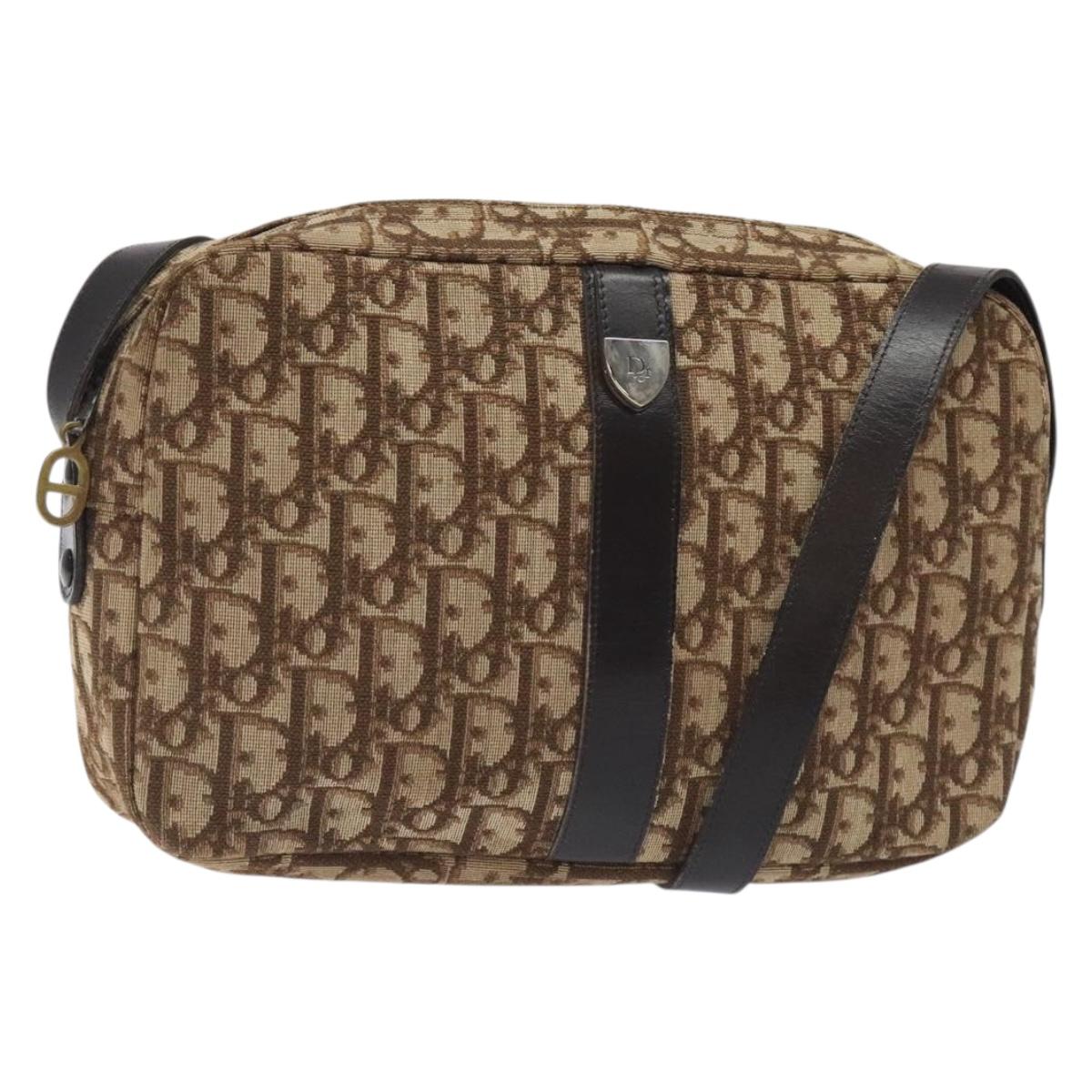 Christian Dior Trotter Canvas Shoulder Bag Brown Auth 131685