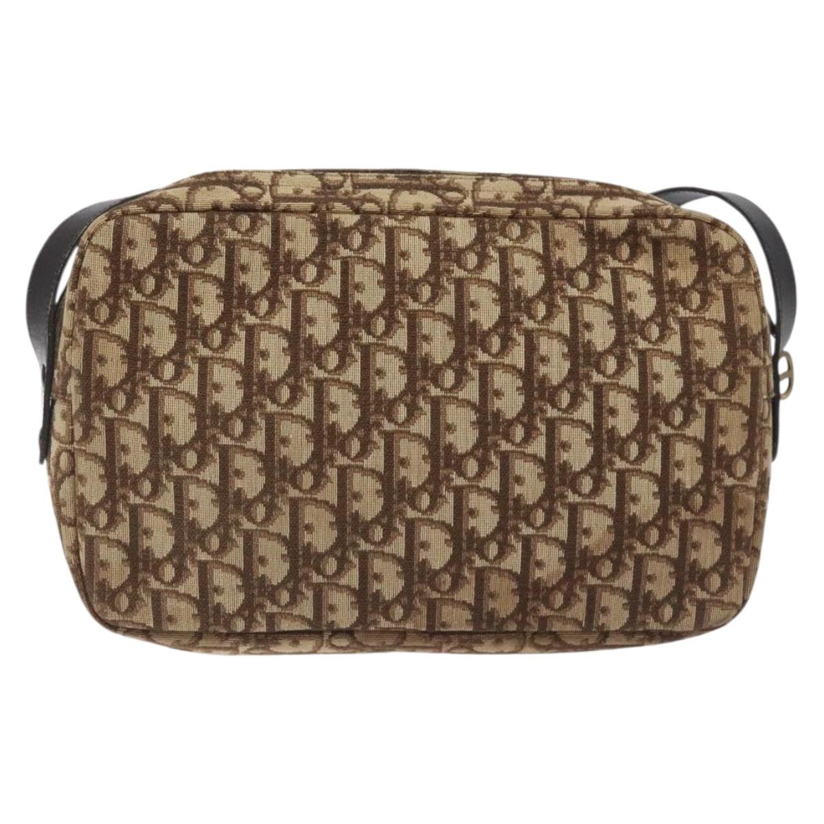 Christian Dior Trotter Canvas Shoulder Bag Brown Auth 131685