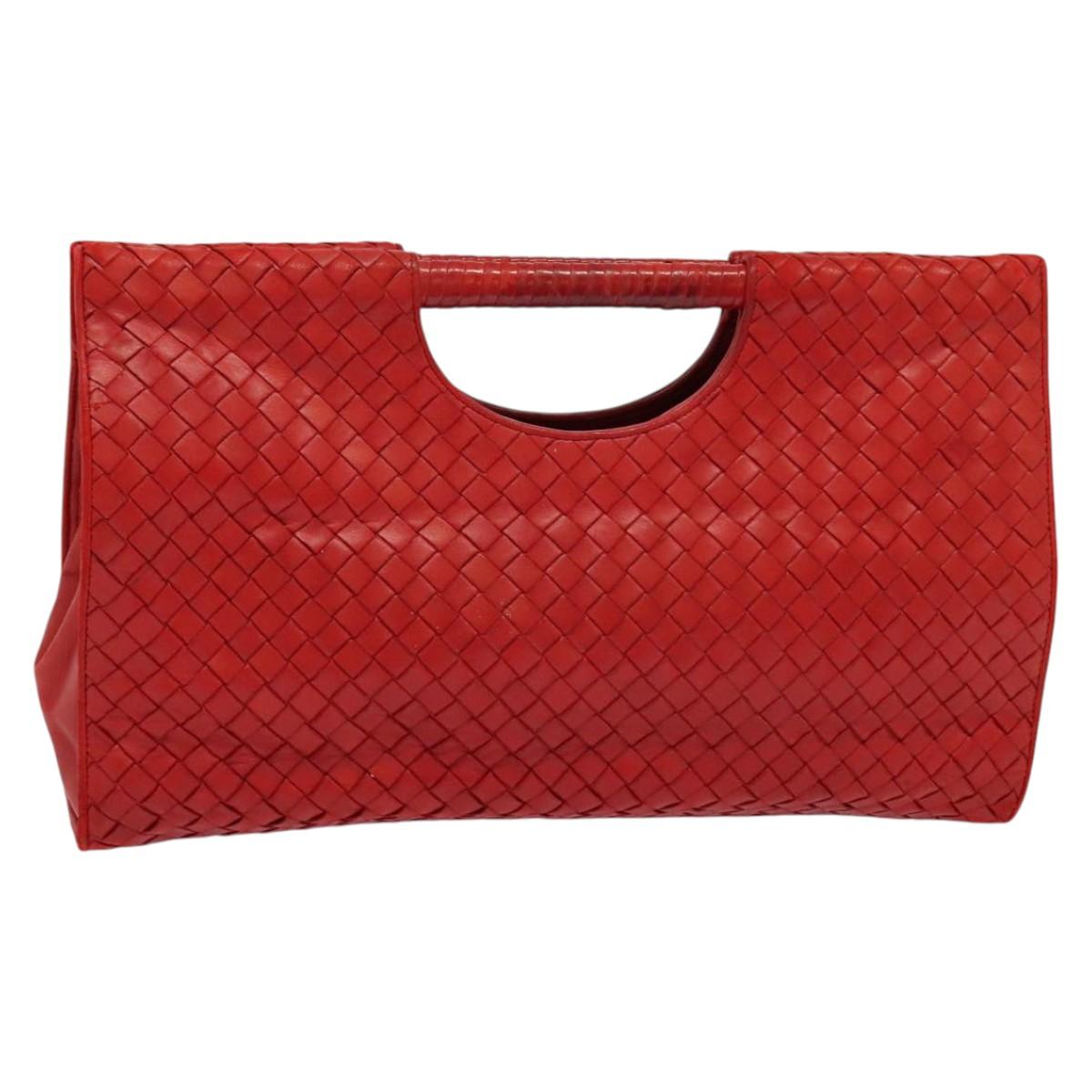 BOTTEGA VENETA INTRECCIATO Hand Bag Leather Red Auth 131700