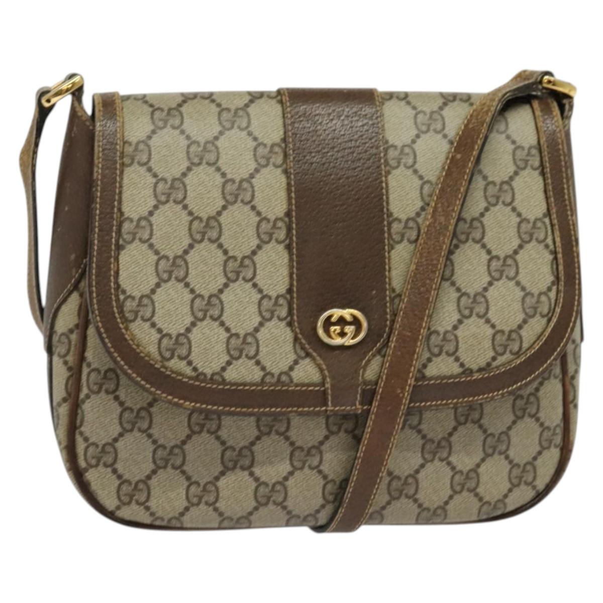 GUCCI GG Supreme Shoulder Bag PVC Beige Gold 001 115 0914 Auth 131722