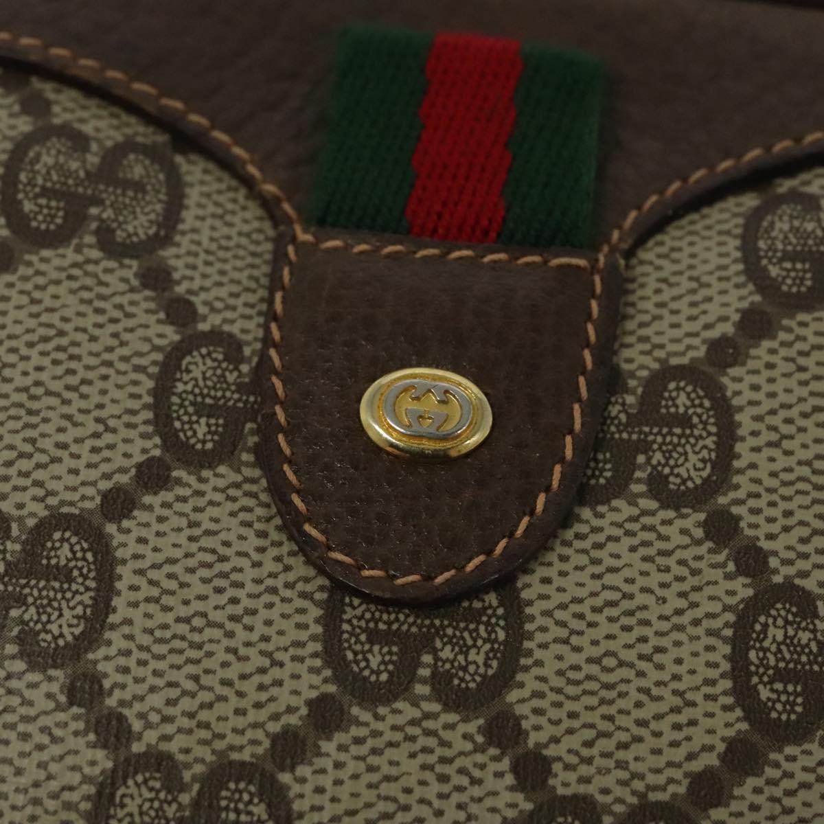 GUCCI GG Supreme Web Sherry Line Bag PVC Beige Gold 156 02 066 Auth 131723