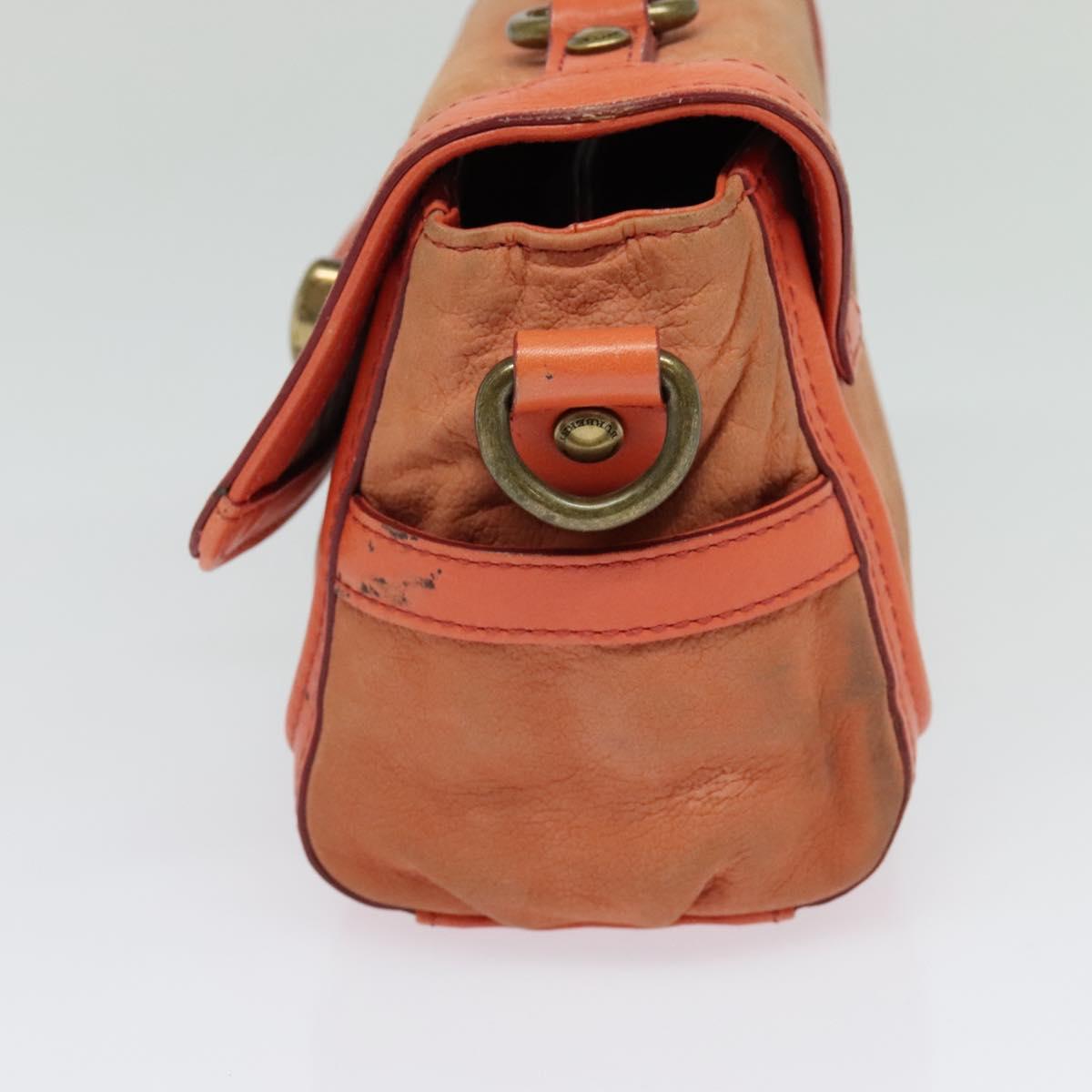 BURBERRY Blue Label Hand Bag Leather 2way Orange Auth 131728