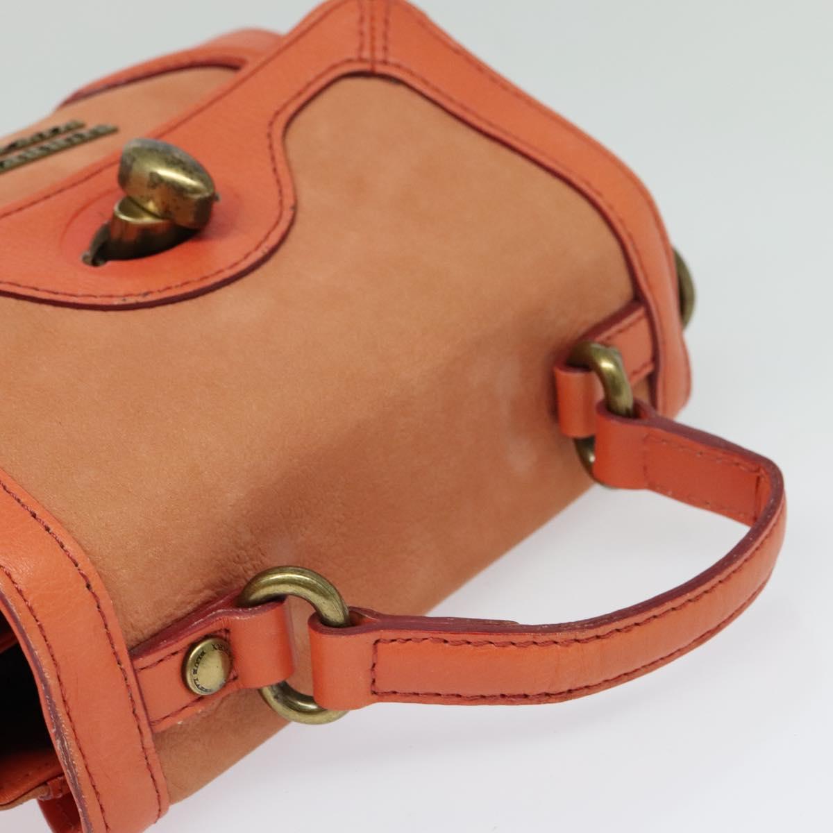 BURBERRY Blue Label Hand Bag Leather 2way Orange Auth 131728