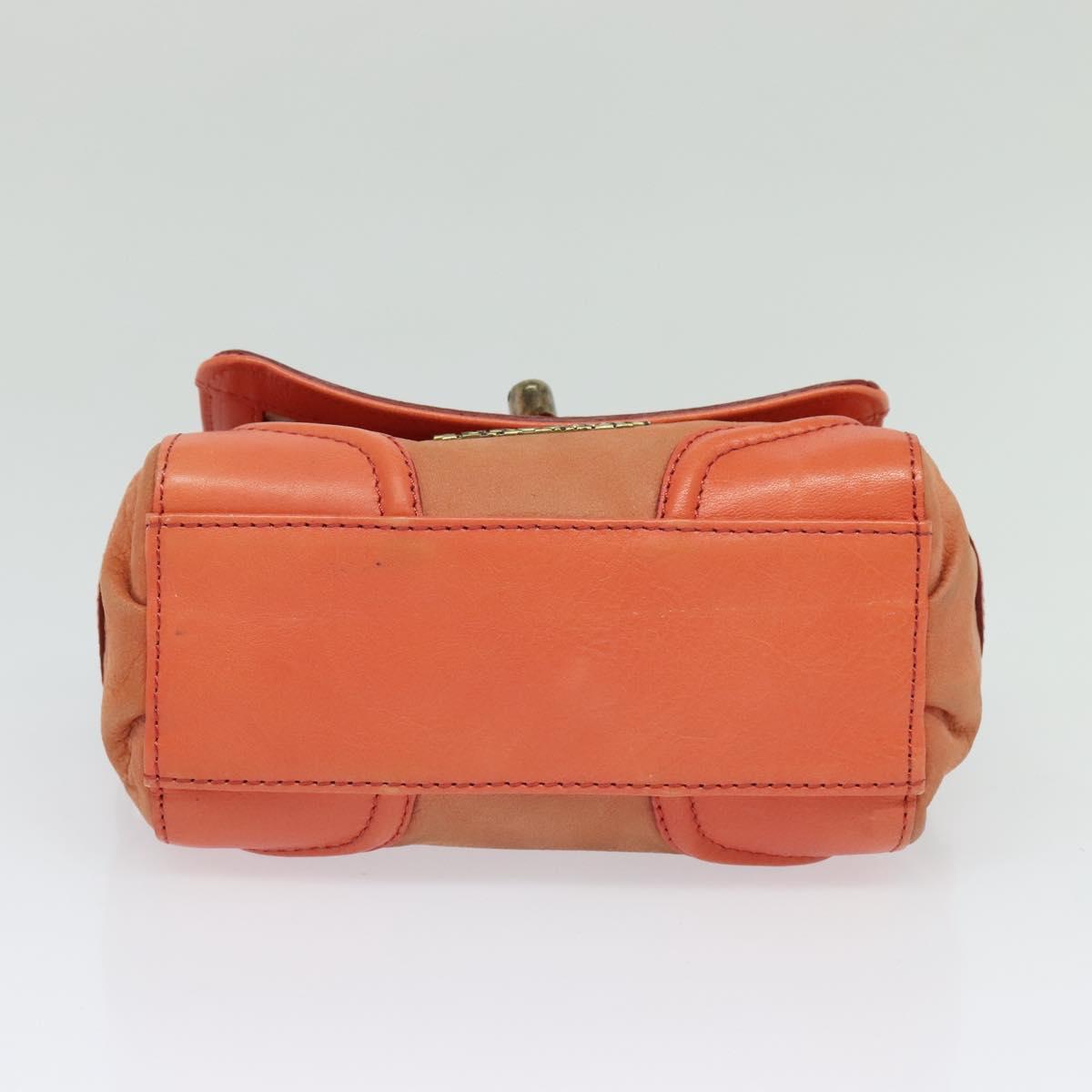 BURBERRY Blue Label Hand Bag Leather 2way Orange Auth 131728