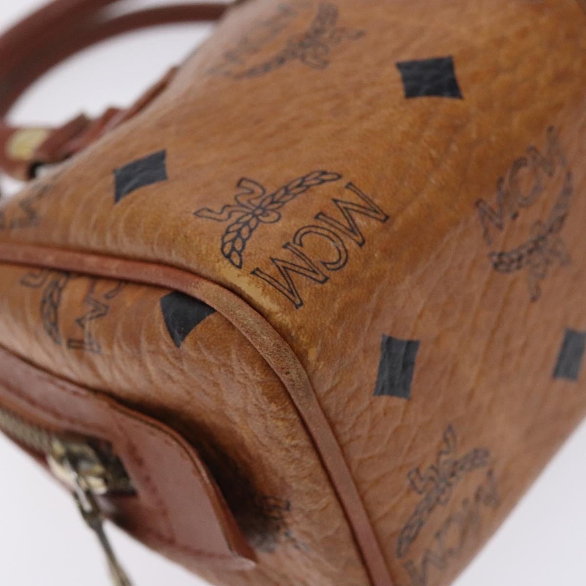 MCM Logogram Vicetos Hand Bag PVC Leather Brown Gold Auth 131735