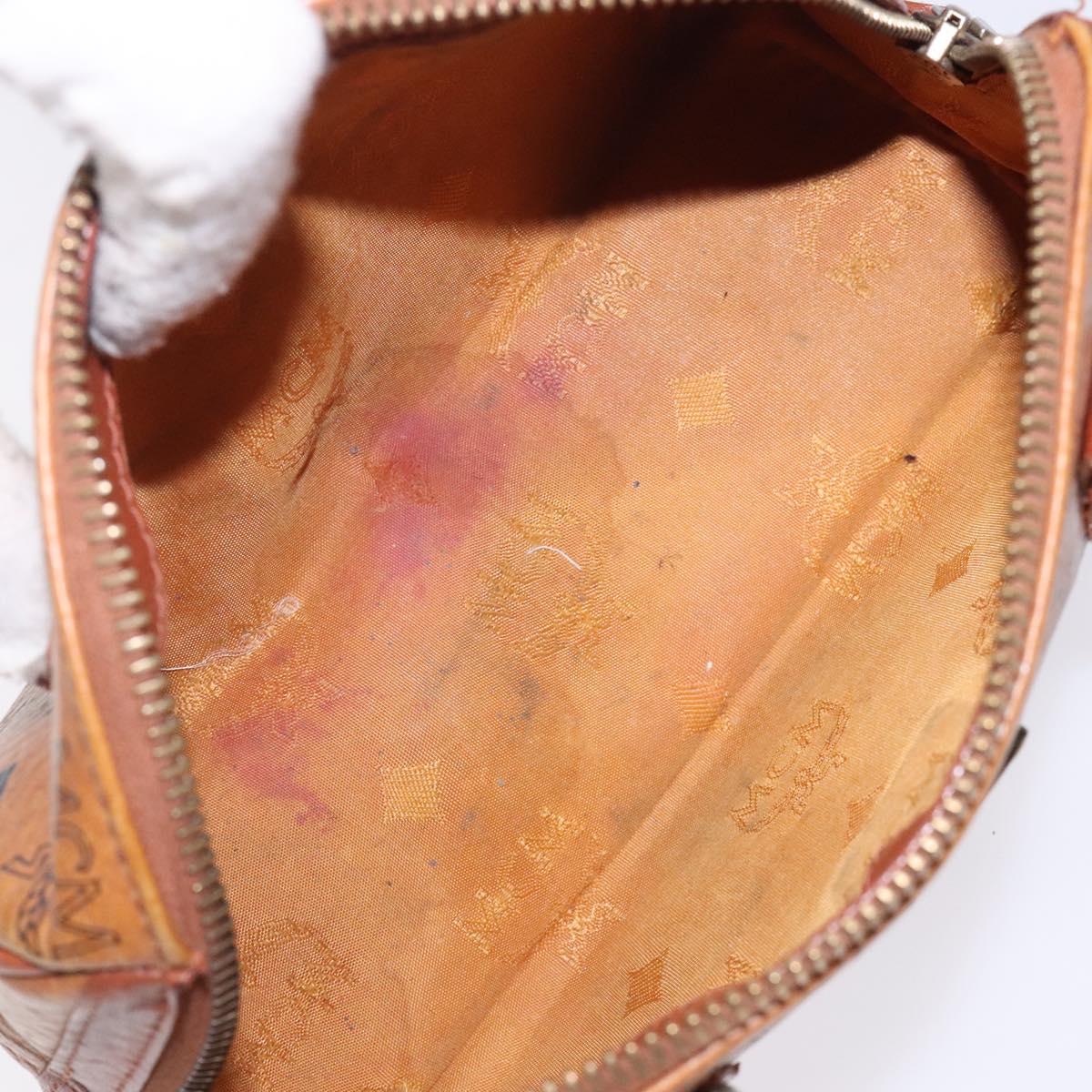 MCM Logogram Vicetos Hand Bag PVC Leather Brown Gold Auth 131735