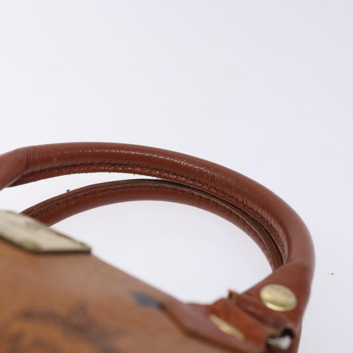 MCM Logogram Vicetos Hand Bag PVC Leather Brown Gold Auth 131735
