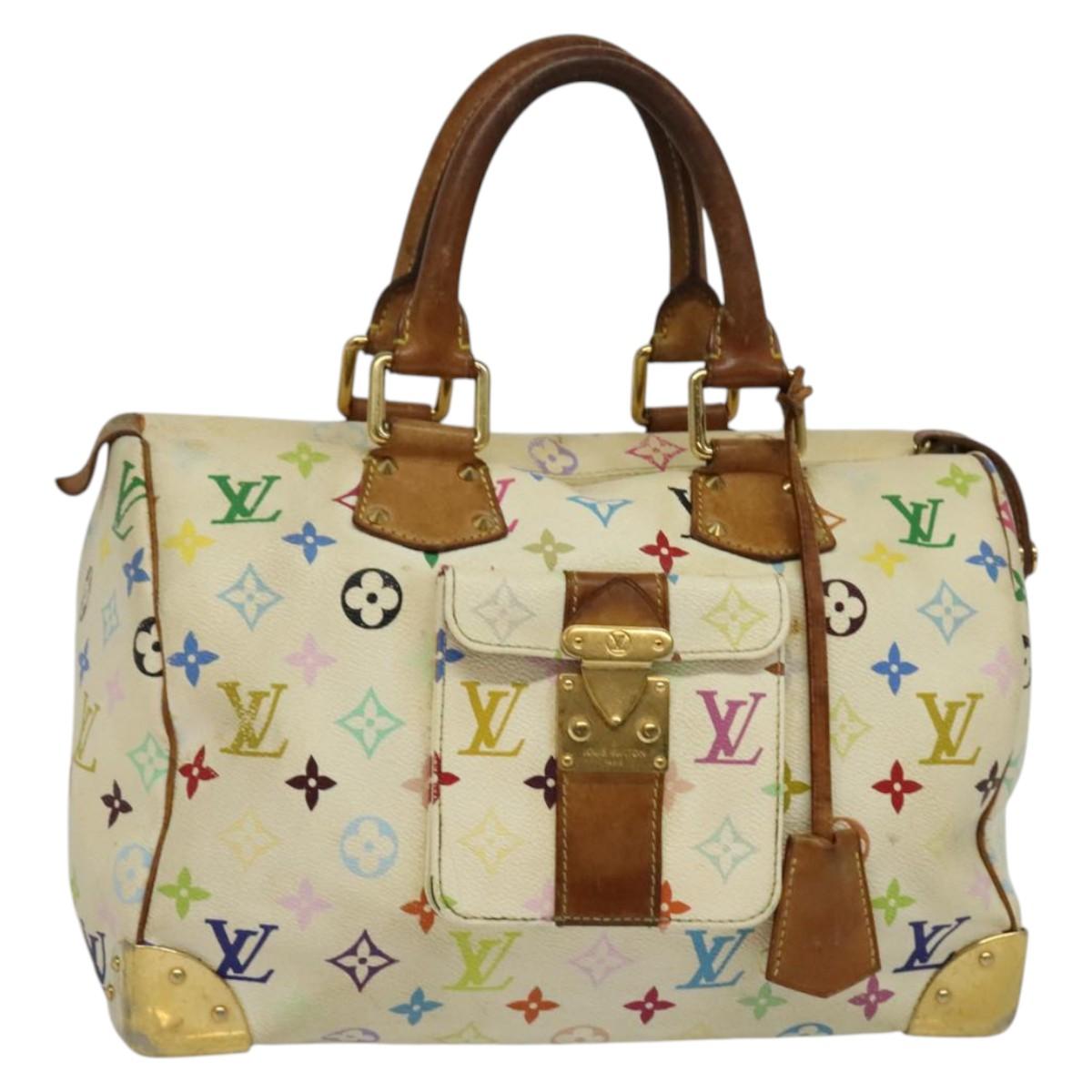 LOUIS VUITTON Monogram Multicolor Speedy 30 Bag White Bron M92643 LV Auth 131748