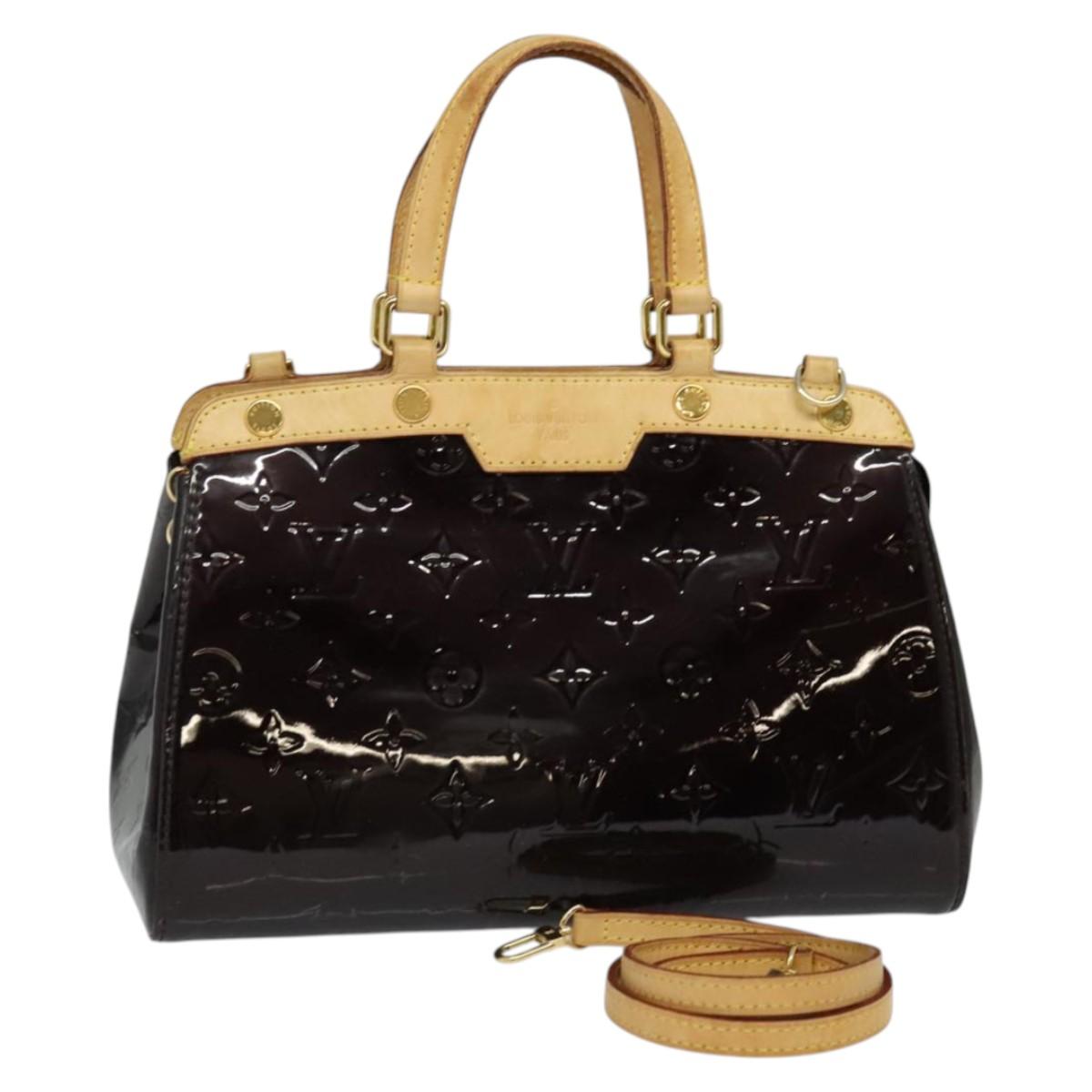 LOUIS VUITTON Monogram Vernis Brea PM Hand Bag Amarante M91622 LV Auth 131778