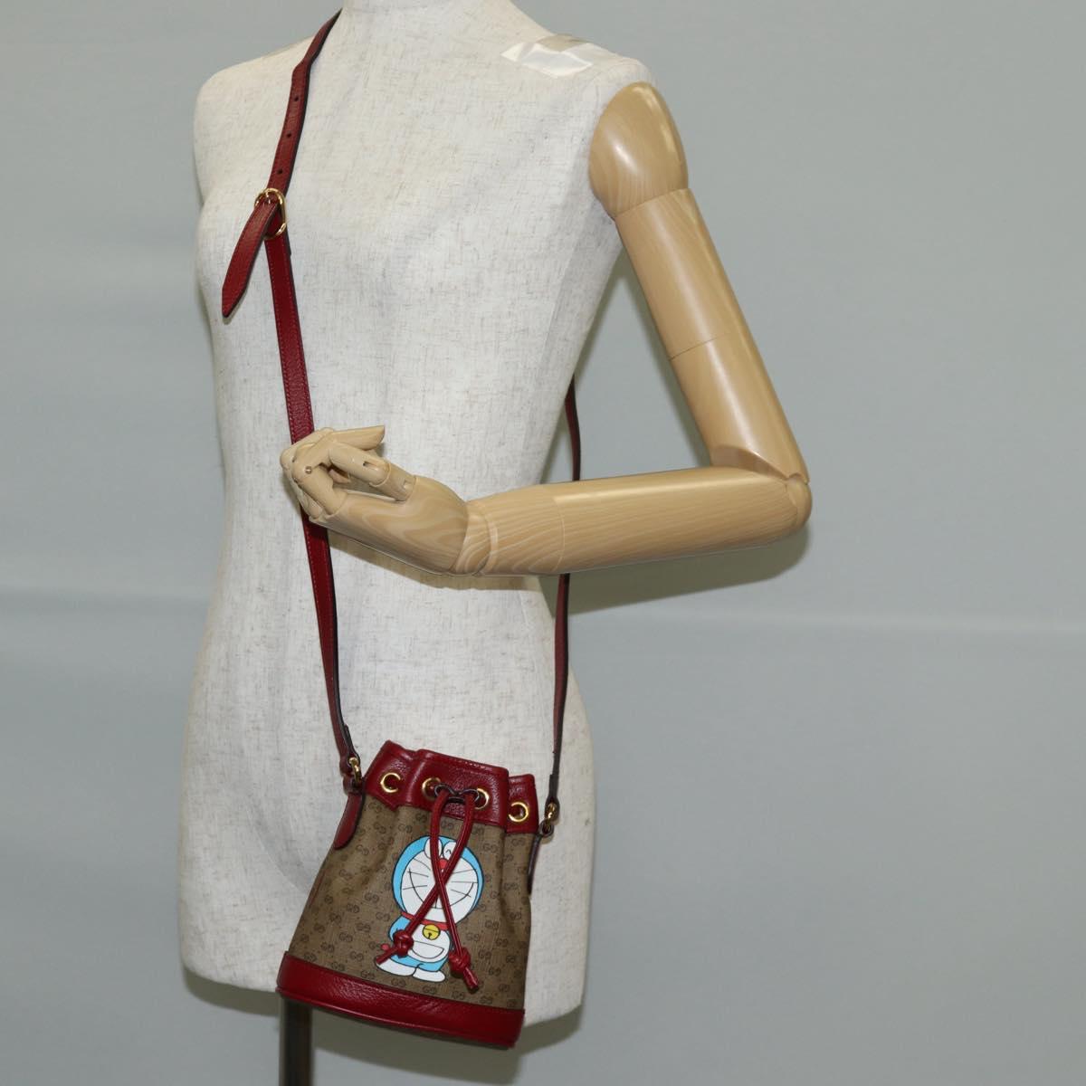 GUCCI Micro GG Supreme Doraemon Collaboration Bag PVC Beige 647801 Auth 131783SM