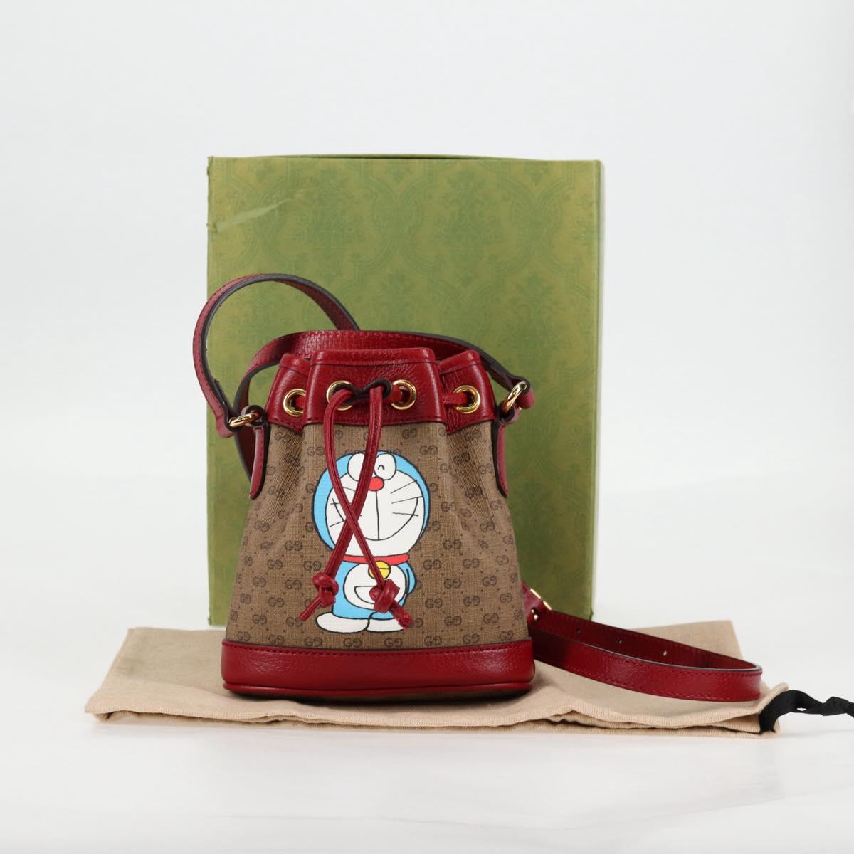 GUCCI Micro GG Supreme Doraemon Collaboration Bag PVC Beige 647801 Auth 131783SM