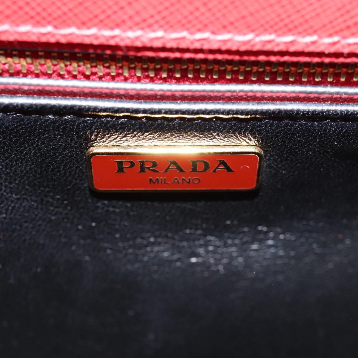 PRADA Shoulder Bag Safiano leather Red Gold Auth 131786M