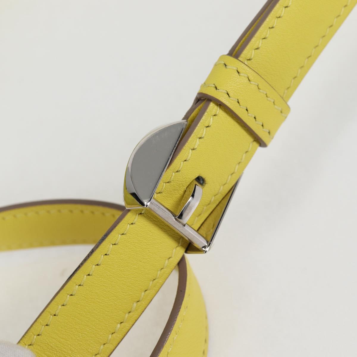 HERMES Shoulder Bag Satin Yellow Silver Auth 131787SM