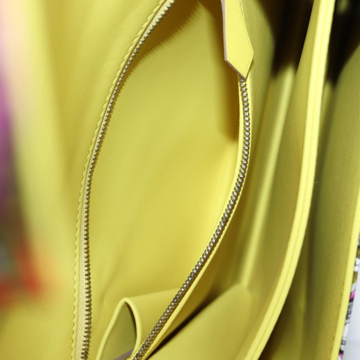 HERMES Shoulder Bag Satin Yellow Silver Auth 131787SM