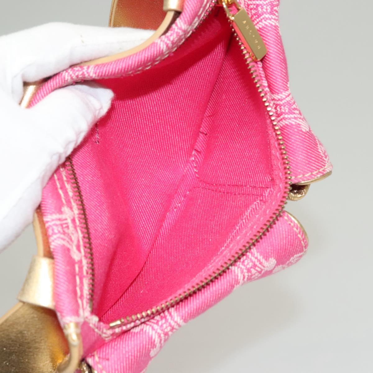 CELINE Paris Macadam Canvas Body Bag Denim Pink Gold Auth 131795