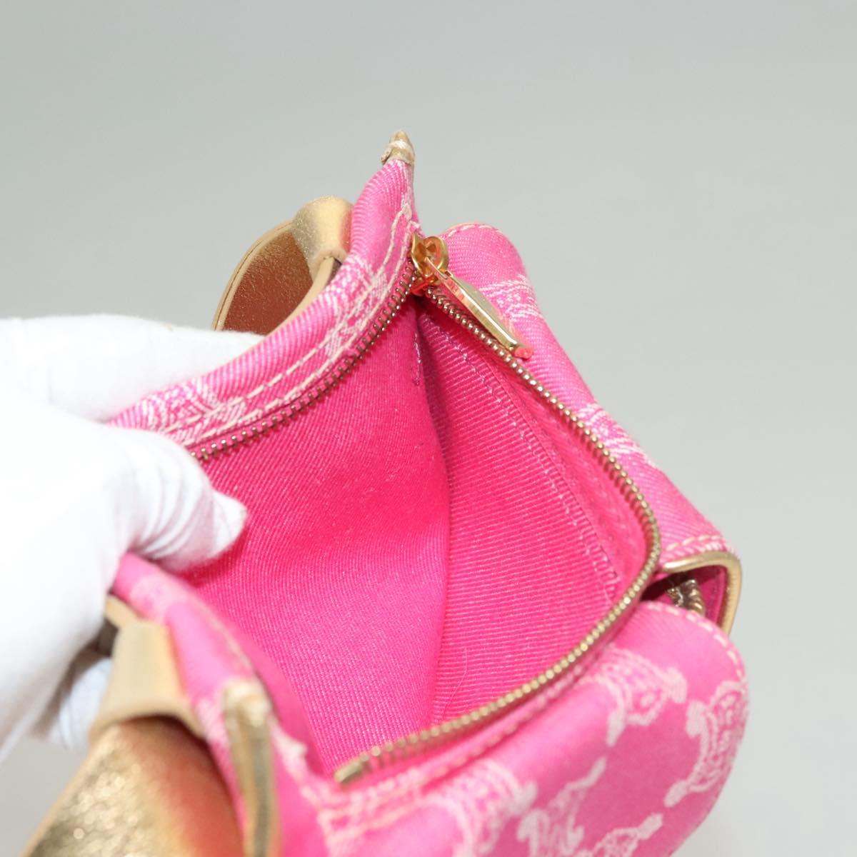 CELINE Paris Macadam Canvas Body Bag Denim Pink Gold Auth 131795