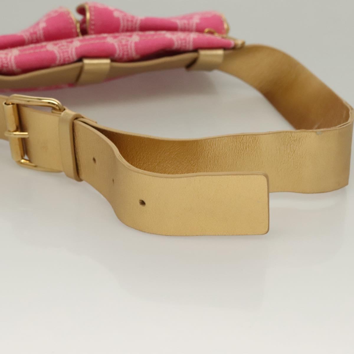CELINE Paris Macadam Canvas Body Bag Denim Pink Gold Auth 131795