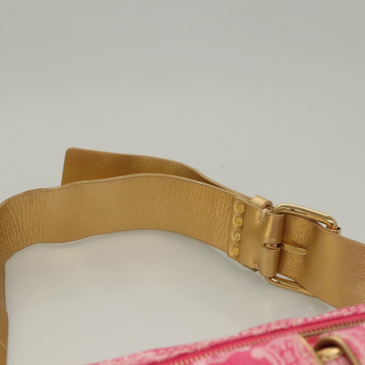 CELINE Paris Macadam Canvas Body Bag Denim Pink Gold Auth 131795