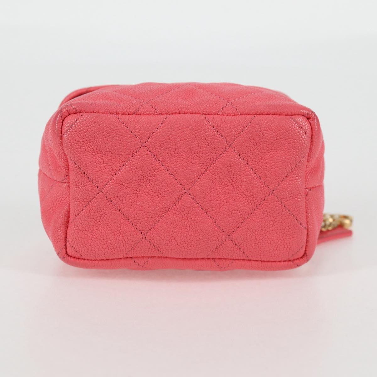 CHANEL Matelasse Chain Shoulder Bag Caviar Skin 2way Pink Gold CC Auth 131801M