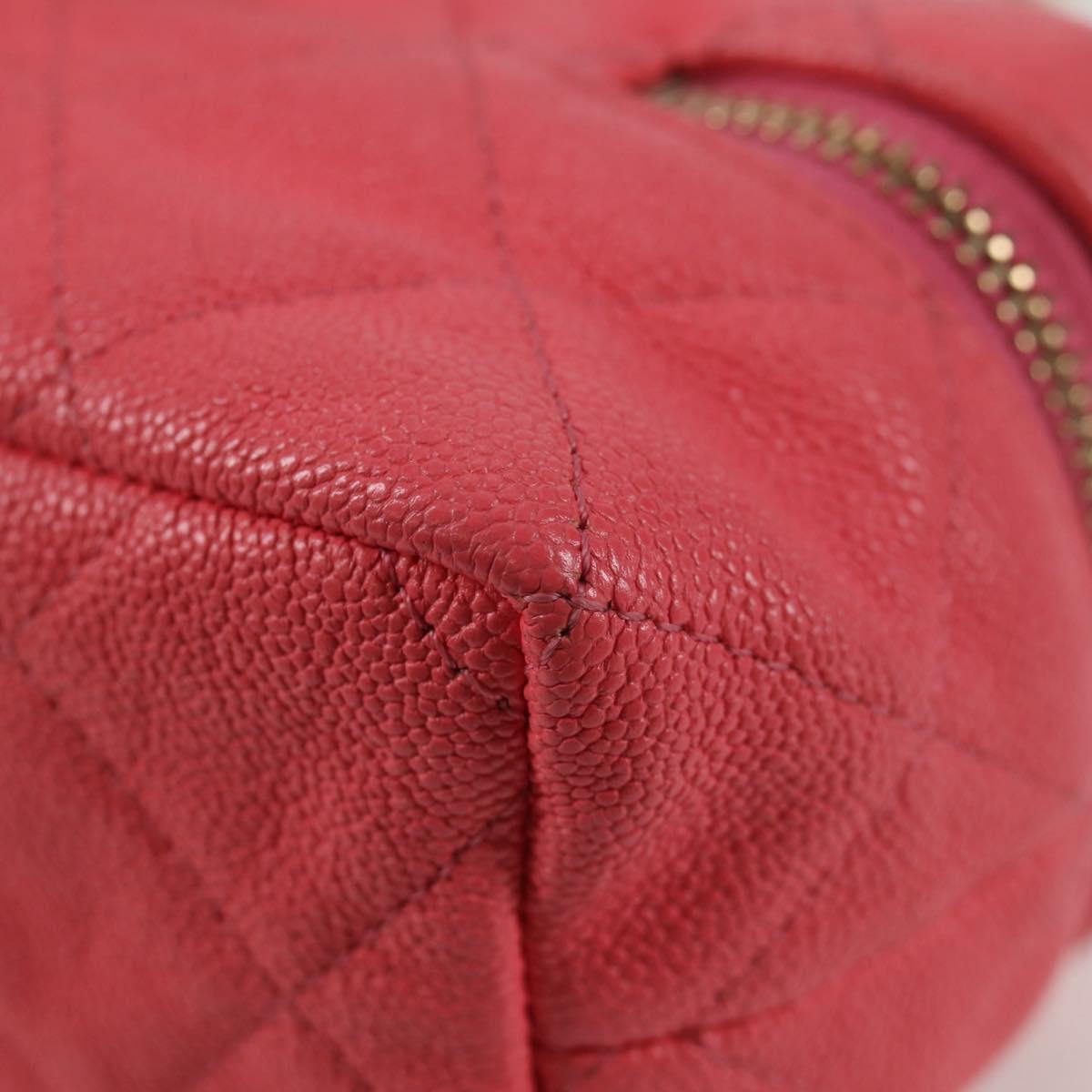 CHANEL Matelasse Chain Shoulder Bag Caviar Skin 2way Pink Gold CC Auth 131801M