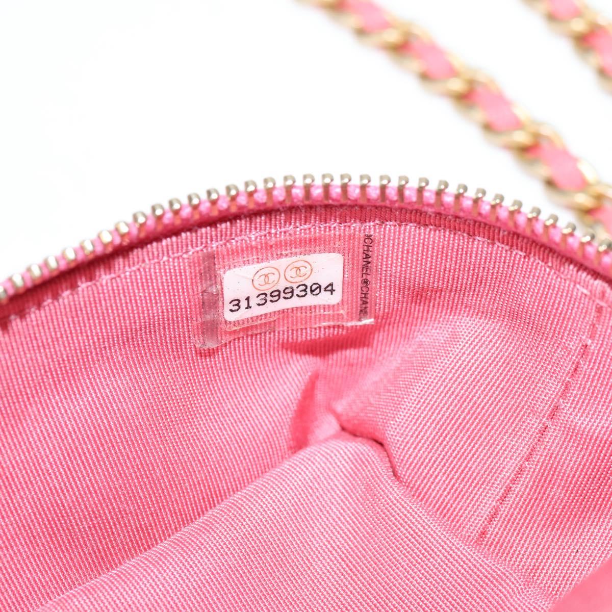 CHANEL Matelasse Chain Shoulder Bag Caviar Skin 2way Pink Gold CC Auth 131801M