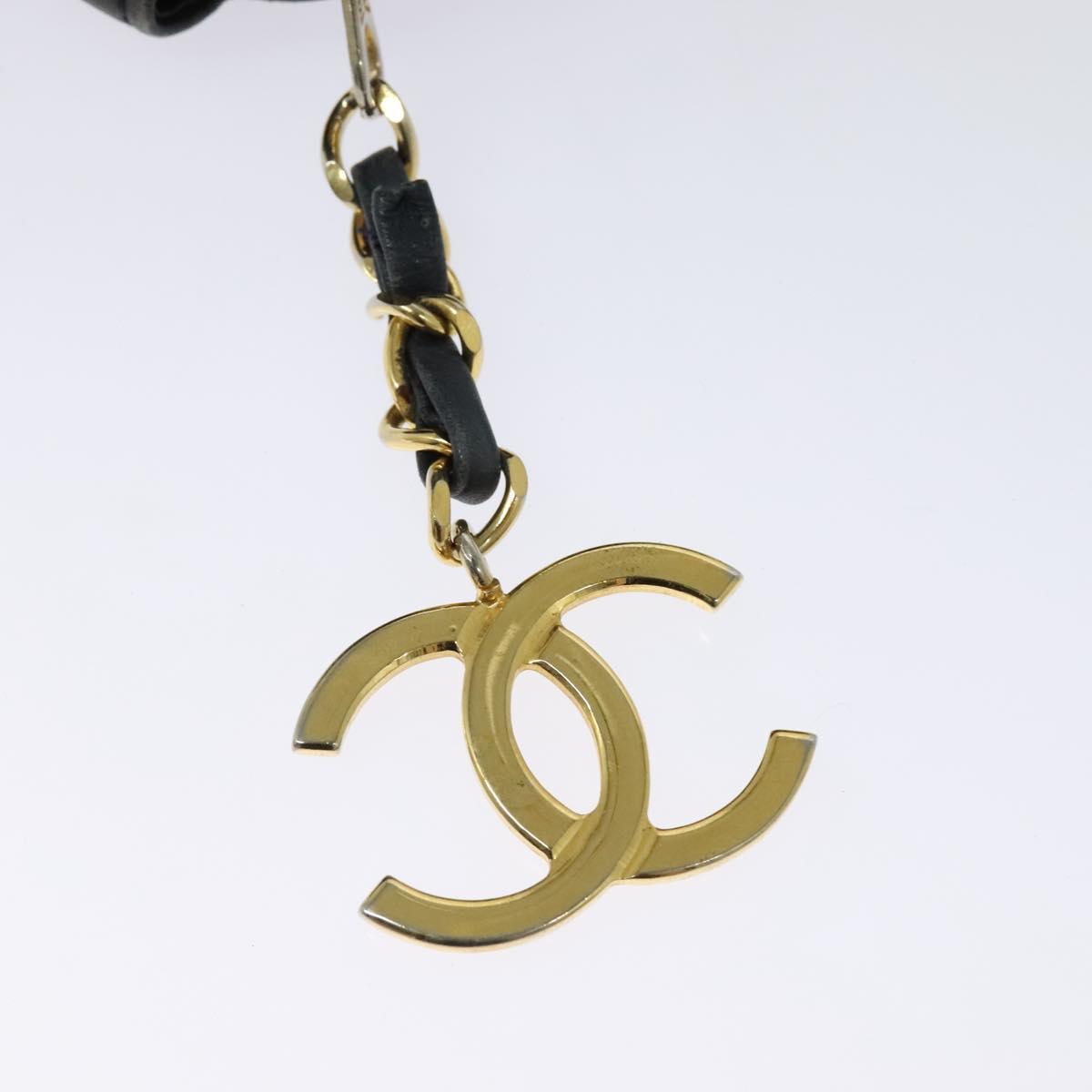 CHANEL Matelasse Chain Shoulder Bag Leather Navy Gold CC Auth 131802