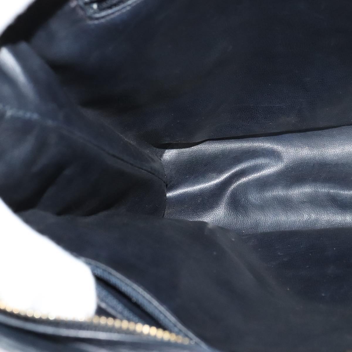 CHANEL Matelasse Chain Shoulder Bag Leather Navy Gold CC Auth 131802