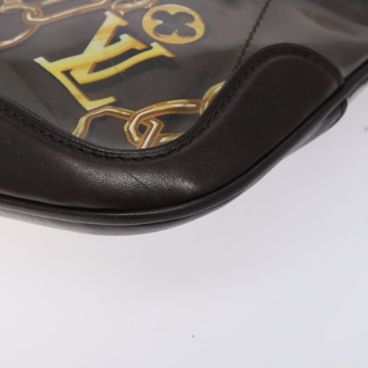 LOUIS VUITTON Monogram Charm Sac Fermoir Bag Dark Brown M95155 LV Auth 131805