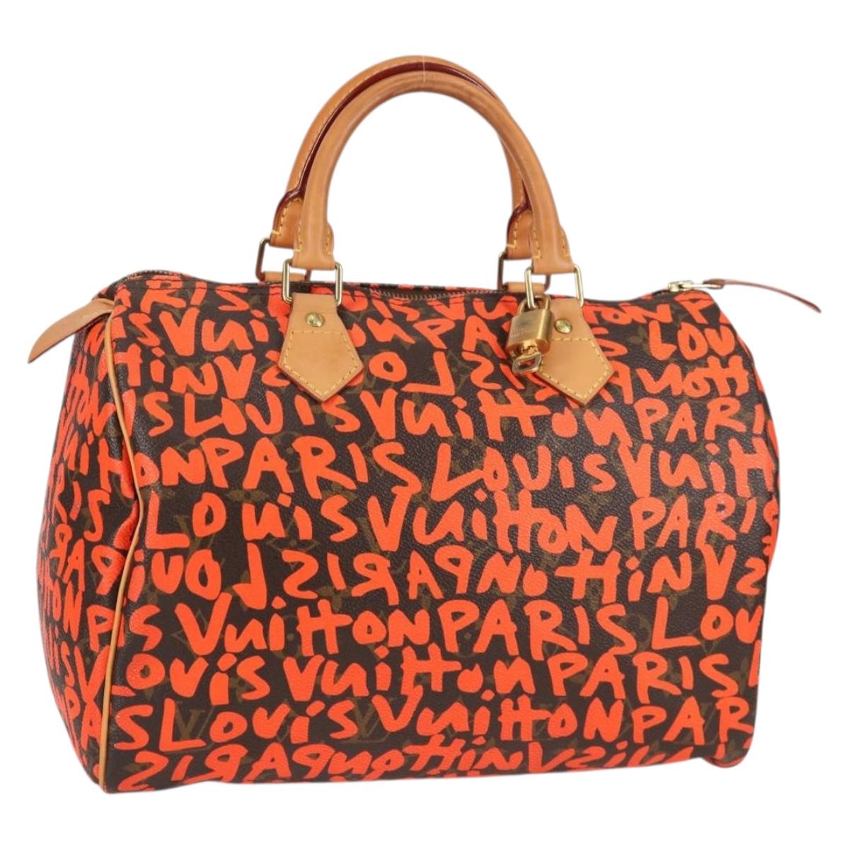 LOUIS VUITTON Monogram Graffiti Speedy 30 Hand Bag Orange M93705 Auth 131812V