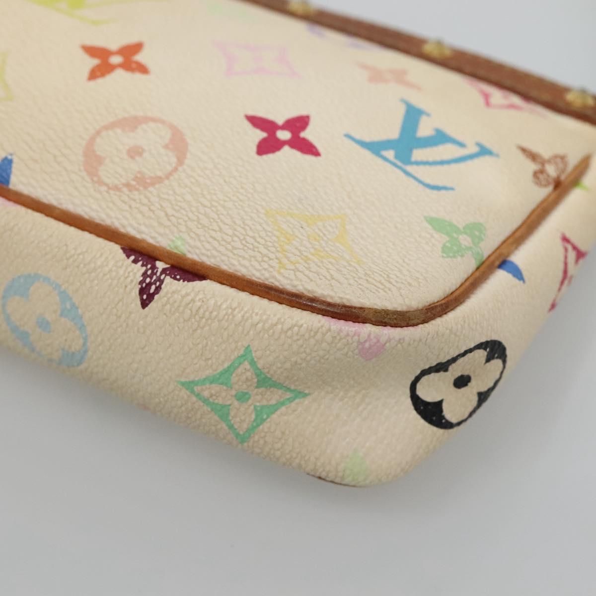 LOUIS VUITTON Multicolor Pochette Accessoires Pouch White M92649 LV Auth 131820