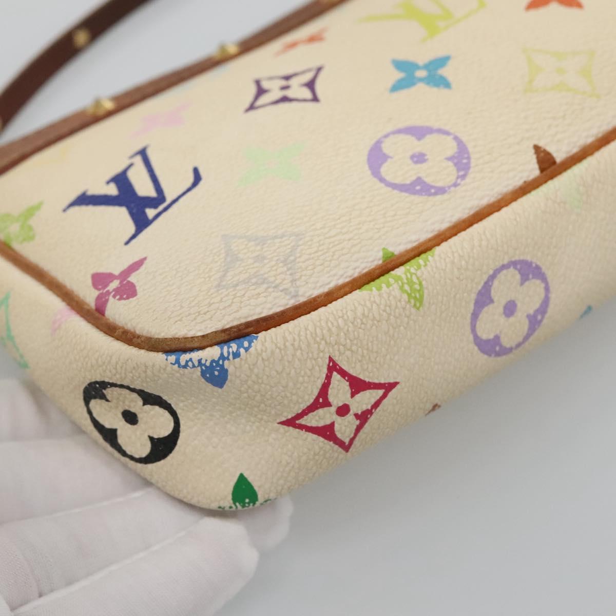 LOUIS VUITTON Multicolor Pochette Accessoires Pouch White M92649 LV Auth 131820