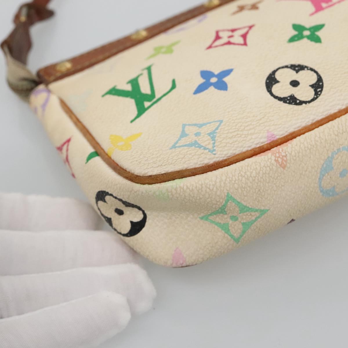 LOUIS VUITTON Multicolor Pochette Accessoires Pouch White M92649 LV Auth 131820