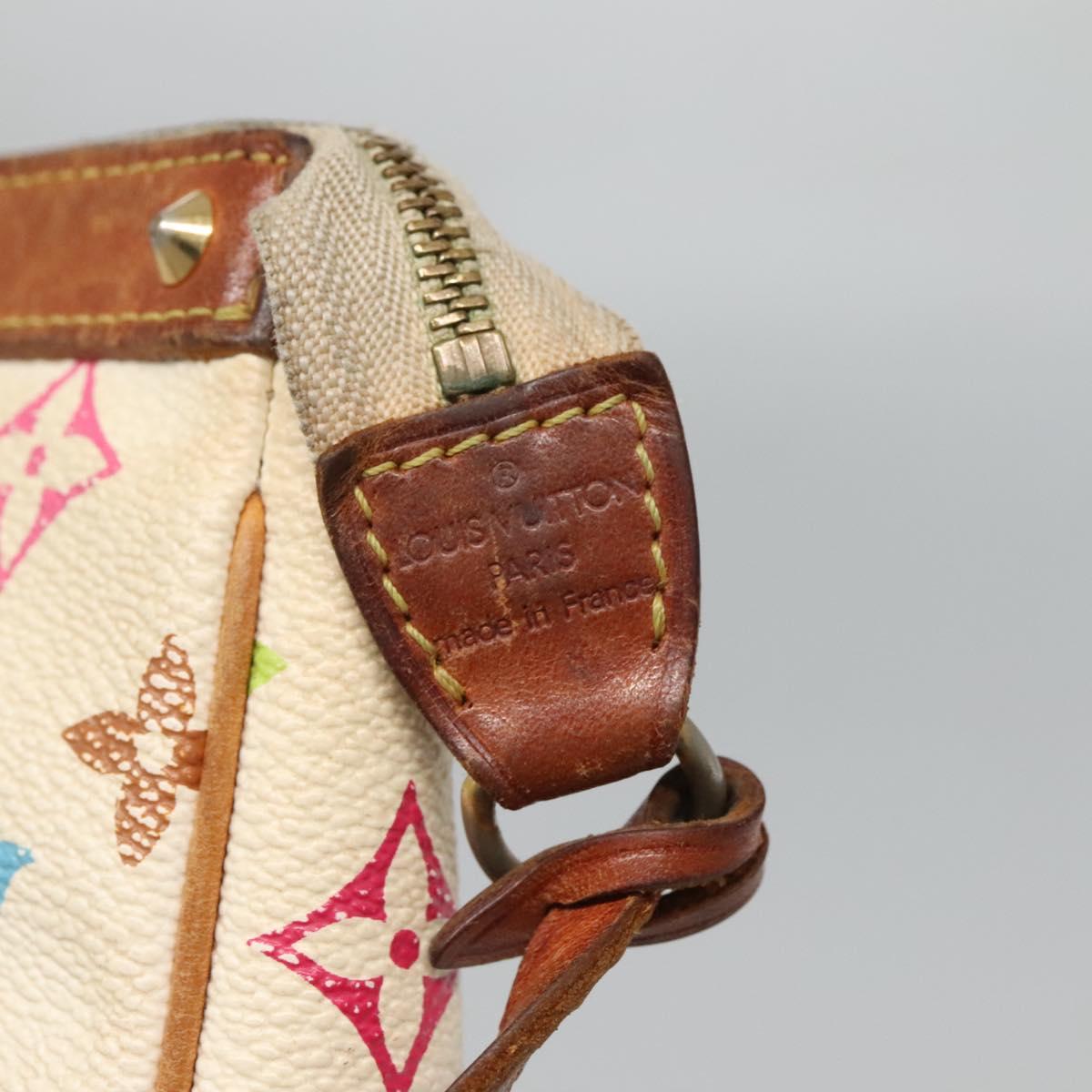 LOUIS VUITTON Multicolor Pochette Accessoires Pouch White M92649 LV Auth 131820