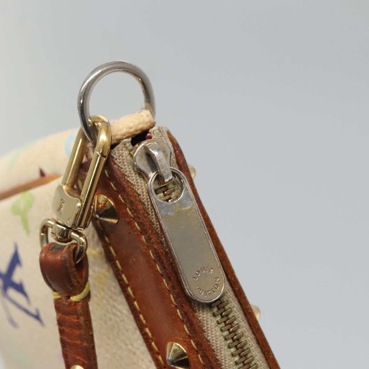 LOUIS VUITTON Multicolor Pochette Accessoires Pouch White M92649 LV Auth 131820