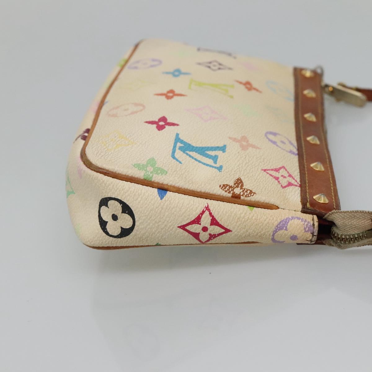 LOUIS VUITTON Multicolor Pochette Accessoires Pouch White M92649 LV Auth 131820