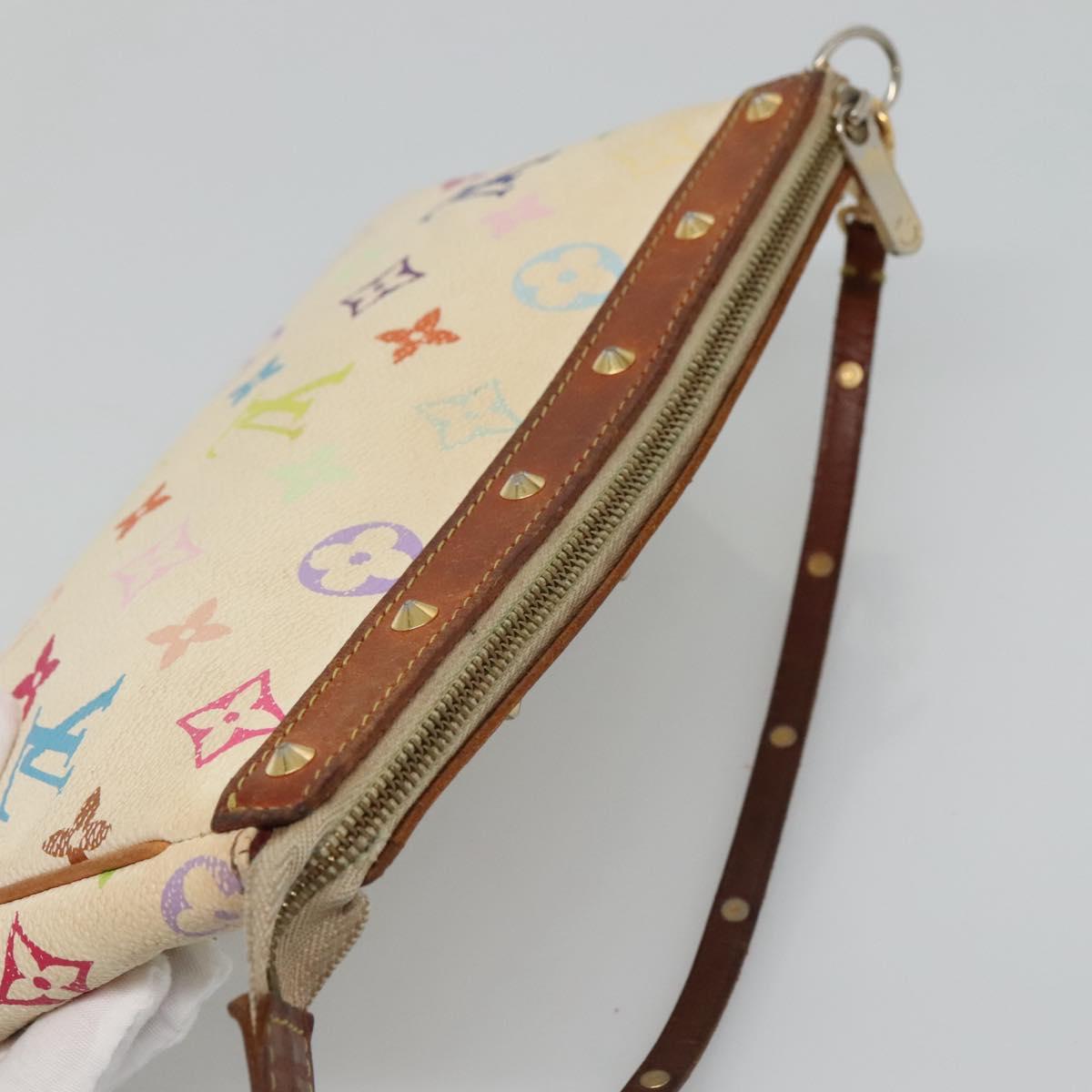 LOUIS VUITTON Multicolor Pochette Accessoires Pouch White M92649 LV Auth 131820