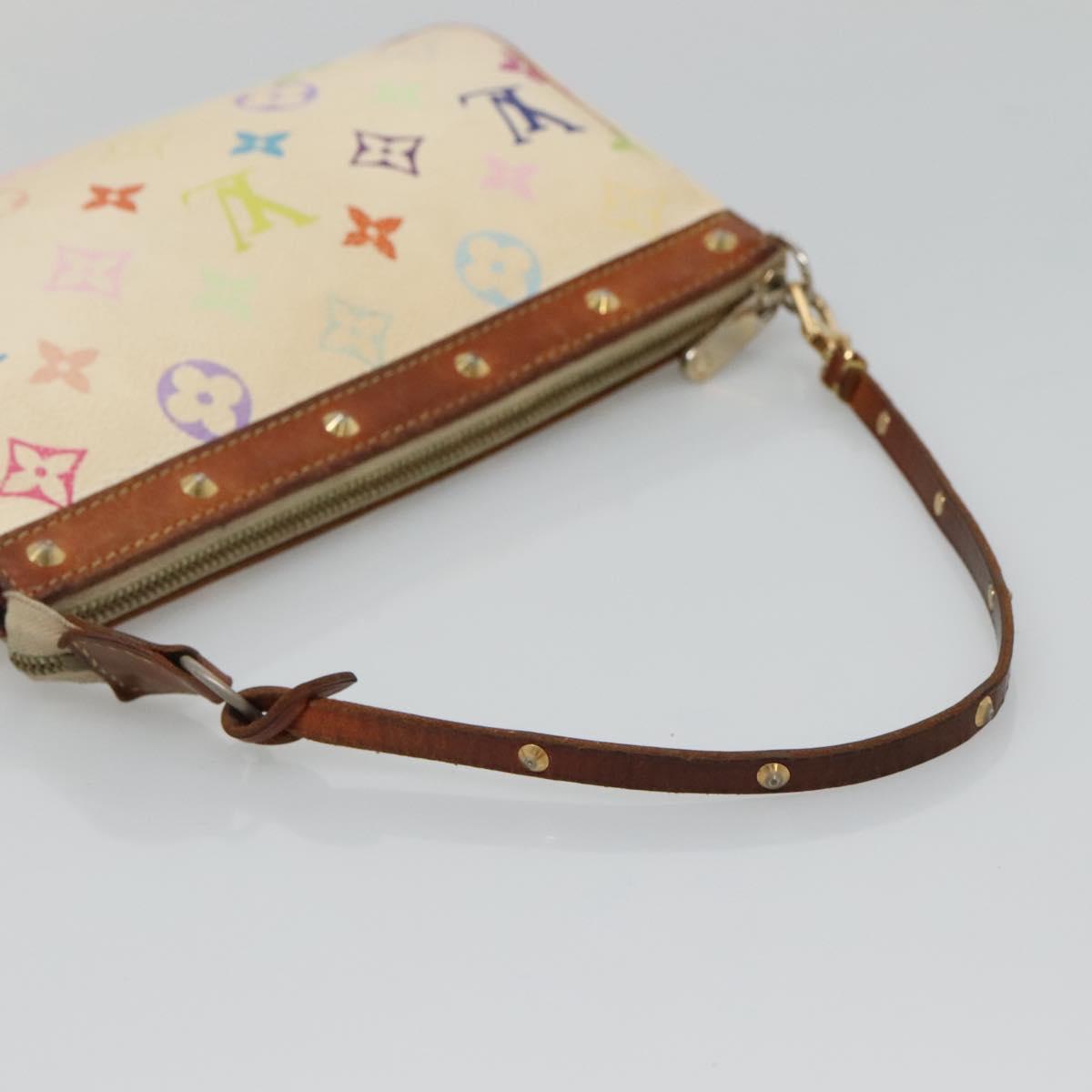 LOUIS VUITTON Multicolor Pochette Accessoires Pouch White M92649 LV Auth 131820
