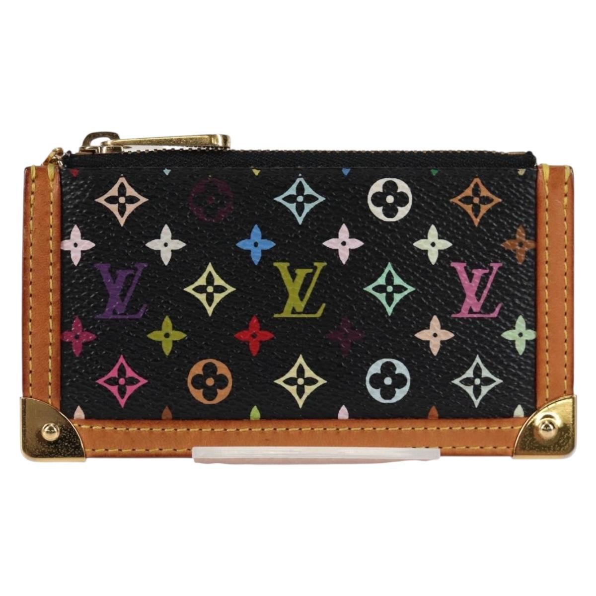 LOUIS VUITTON Multicolor Pochette Cles Coin Purse Black M13664 LV Auth 131839V