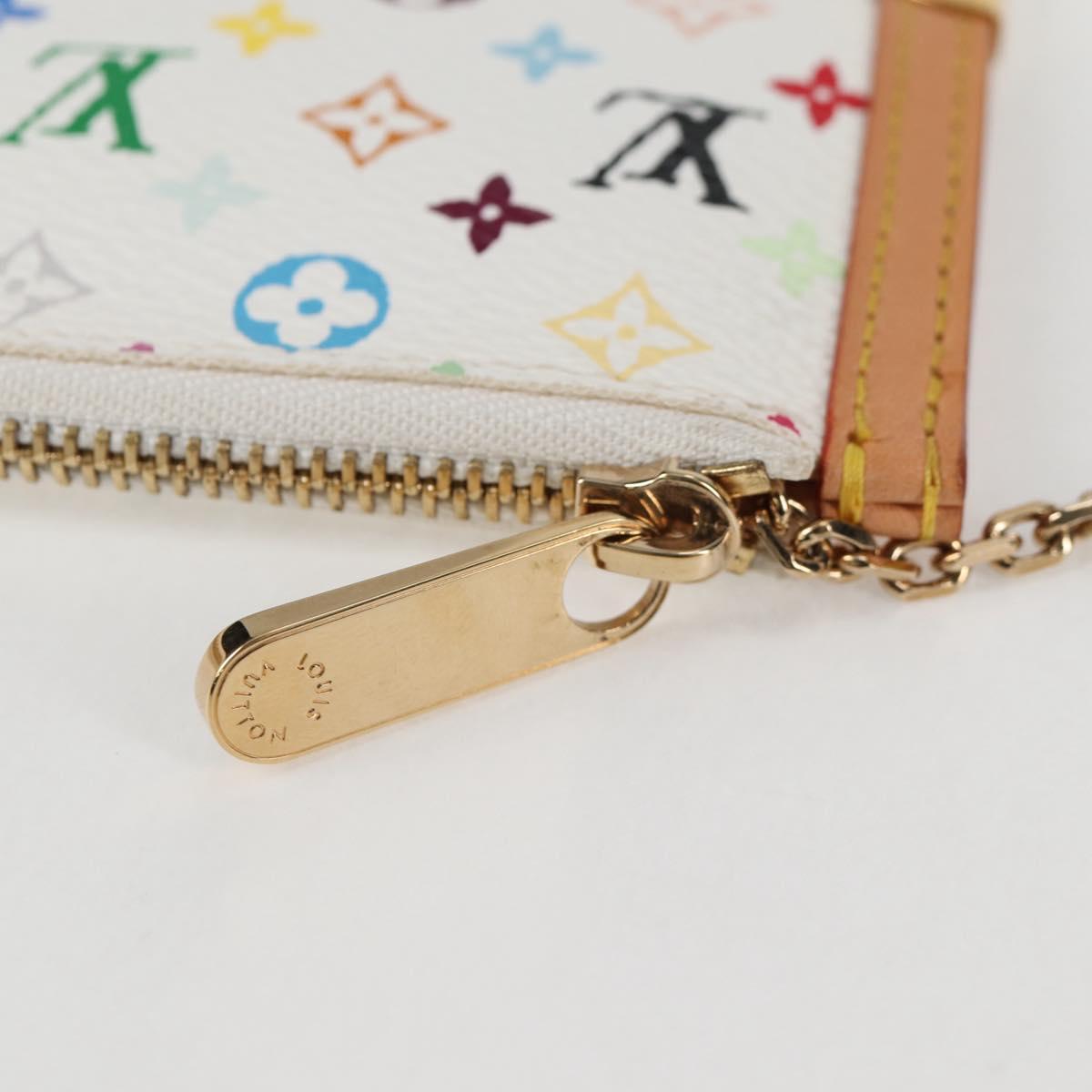 LOUIS VUITTON Multicolor Pochette Cles Coin Purse White M92655 LV Auth 131840V