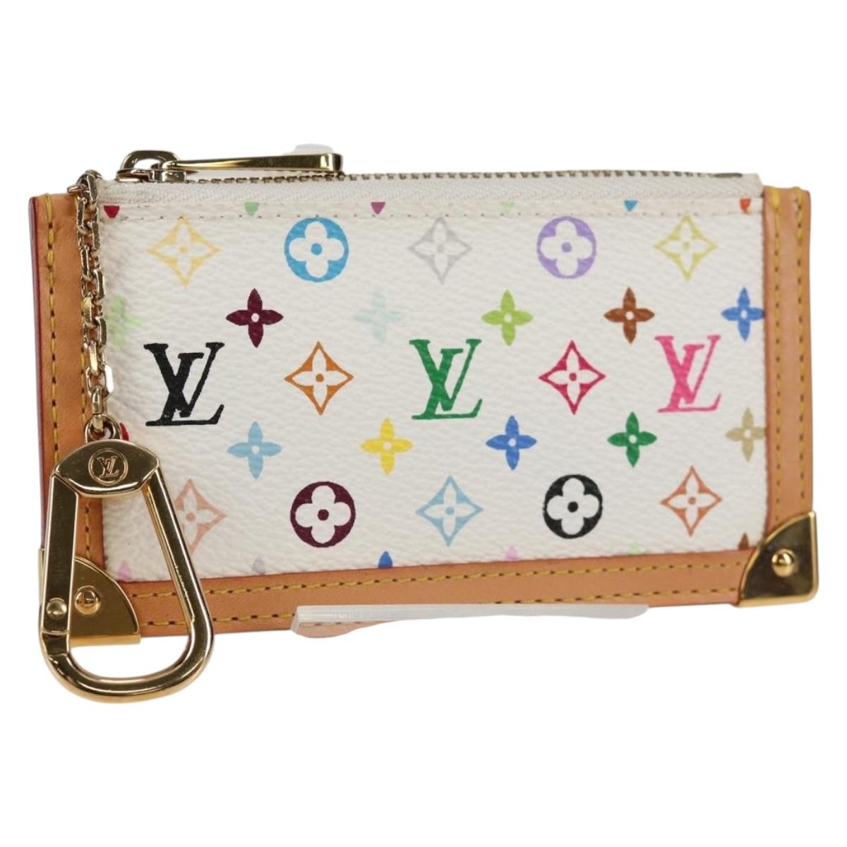 LOUIS VUITTON Multicolor Pochette Cles Coin Purse White M92655 LV Auth 131840V
