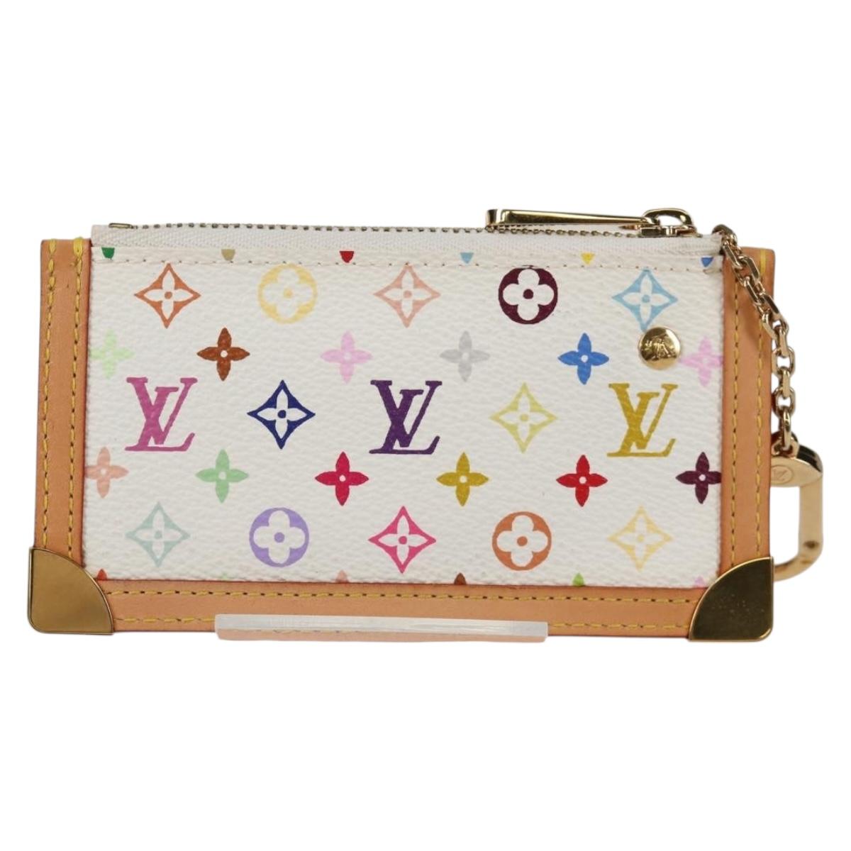 LOUIS VUITTON Multicolor Pochette Cles Coin Purse White M92655 LV Auth 131840V