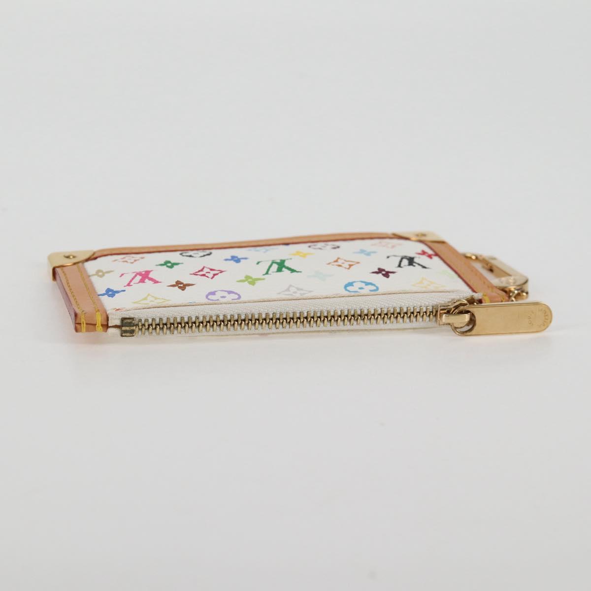 LOUIS VUITTON Multicolor Pochette Cles Coin Purse White M92655 LV Auth 131840V
