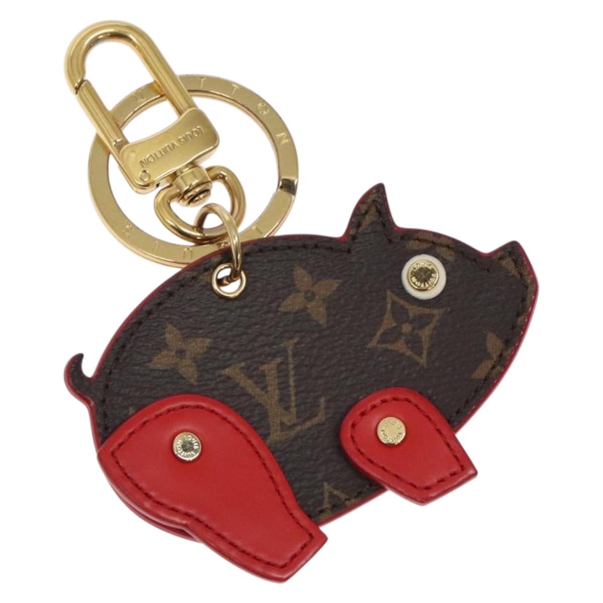 LOUIS VUITTON Monogram Porte Cles Figure Pig Key Holder Red M64181 Auth 131848